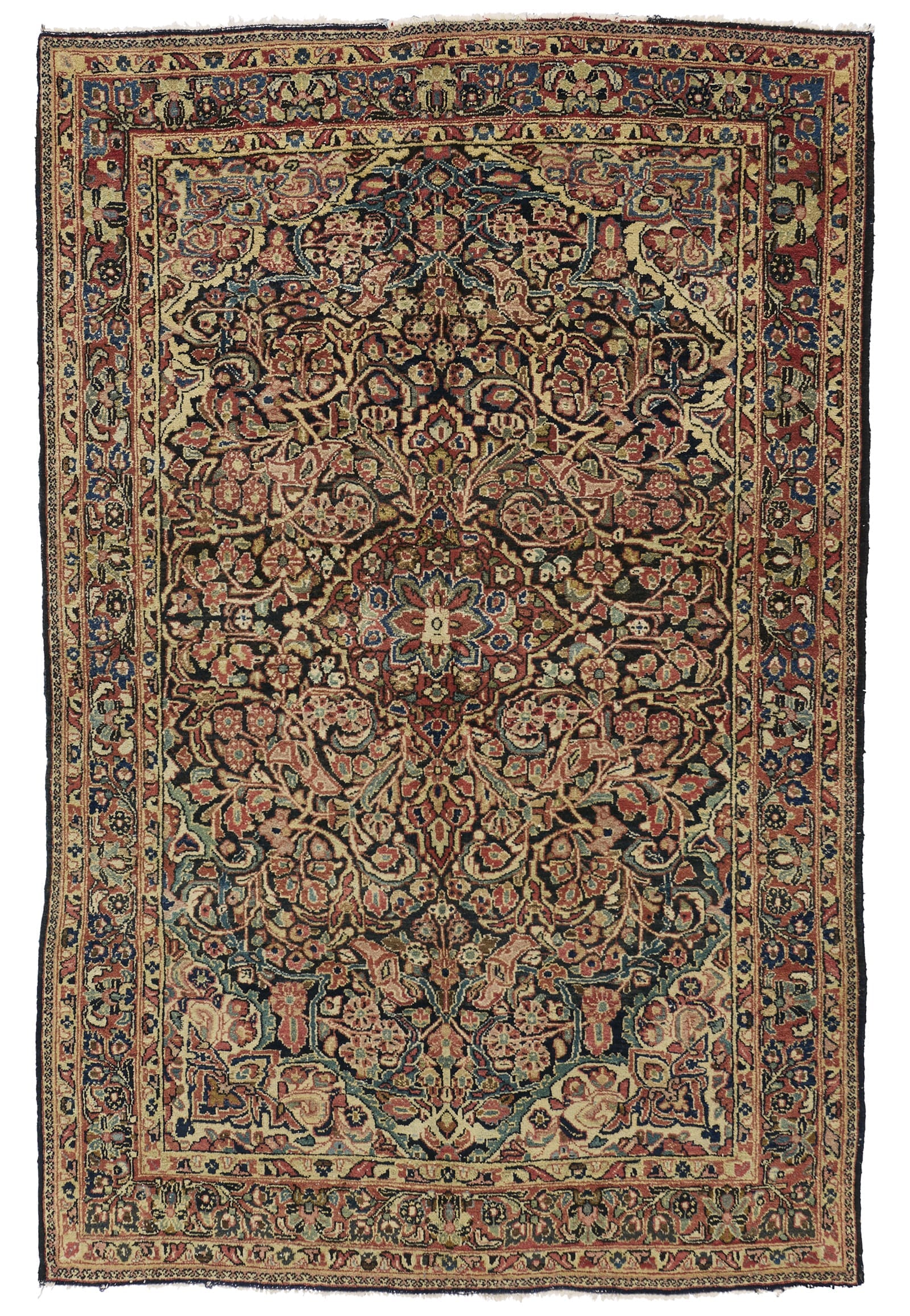 VILLAGE RUG EARLY 20TH C 4' 4" x 6' 9"