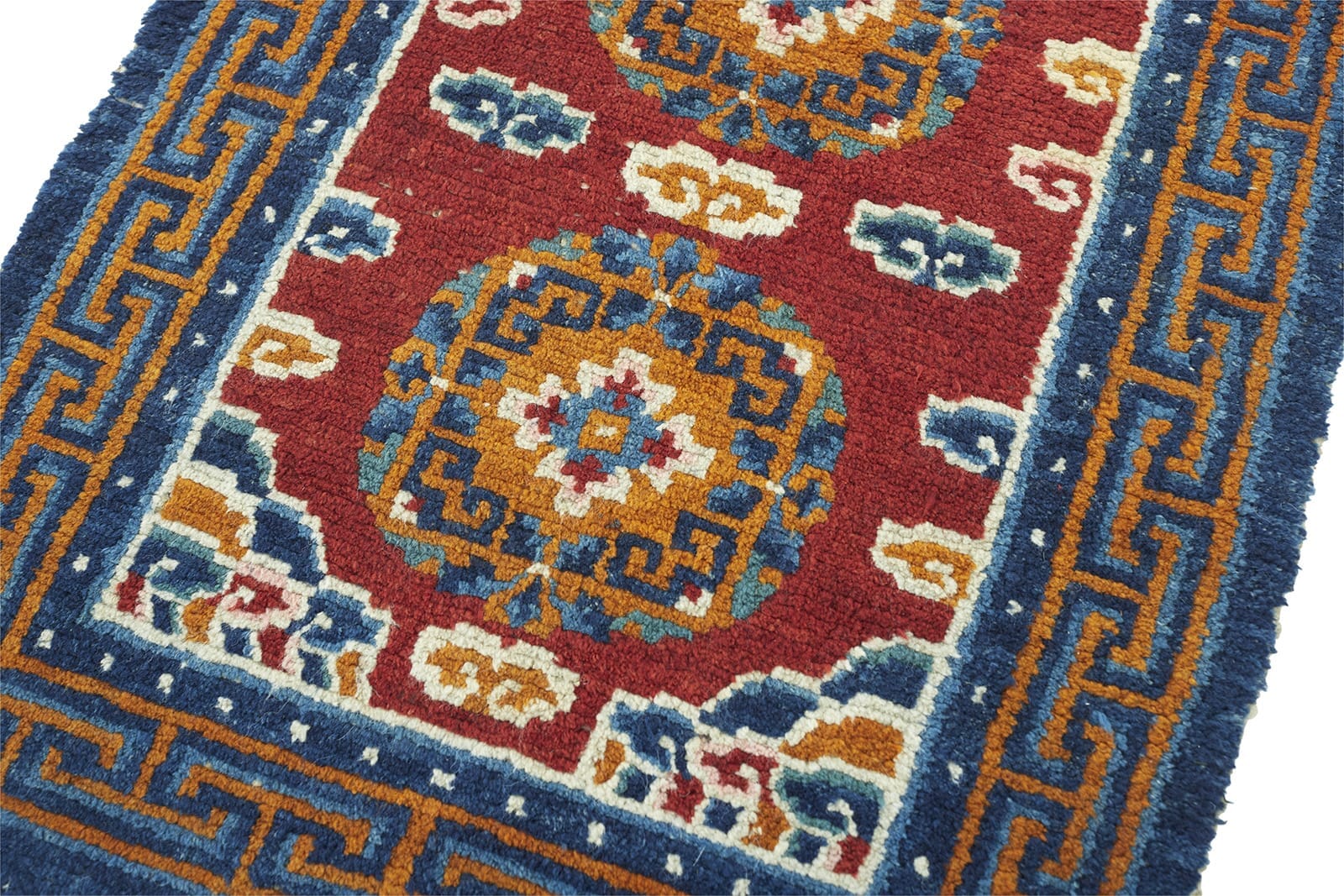 ANTIQUE TIBETAN KHADEN 2' 4" x 4' 3" 19th C Rug Detail 1
