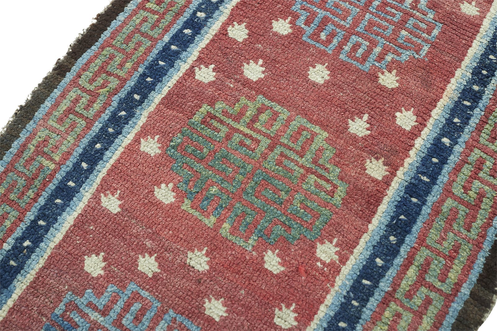 ANTIQUE TIBETAN RUNNER/ PRAYER RUG 1' 10" x 7' 2" 19th C Rug Detail 4