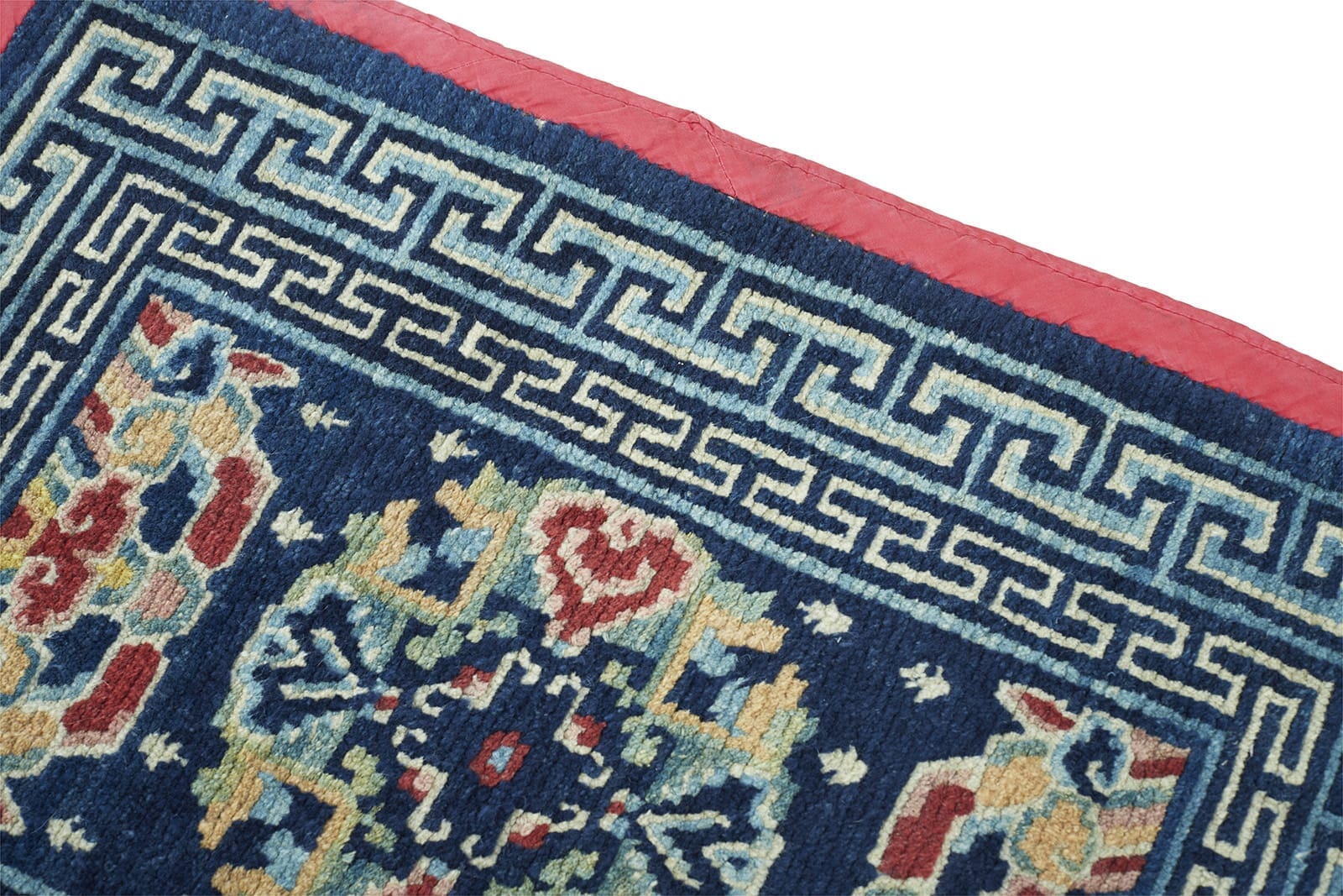 ANTIQUE TIBETAN SADDLE RUG 2' 1" x 2' 10" 19th C Rug Detail 3