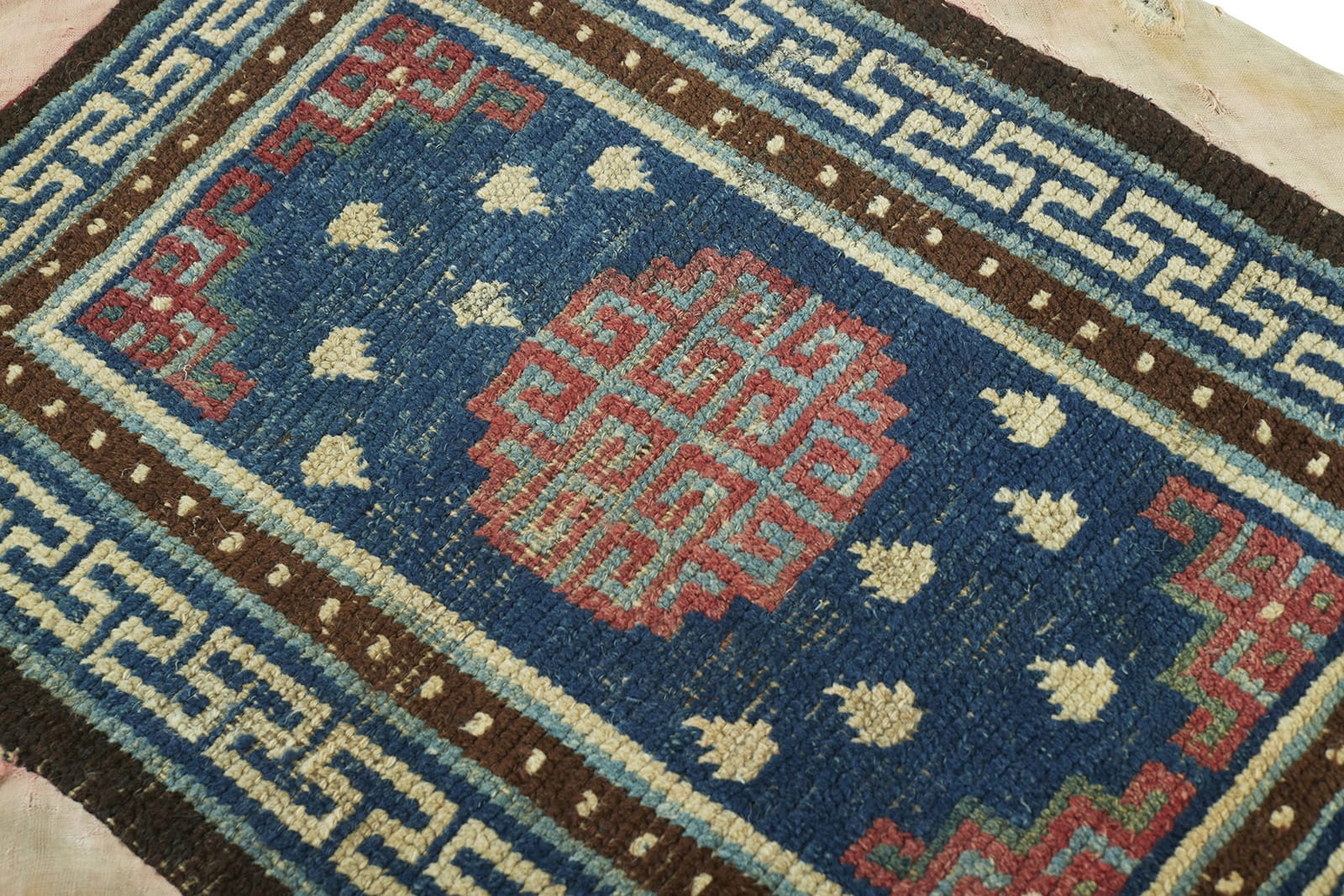 ANTIQUE TIBETAN SITTING RUG 2' 2" x 2' 10" 19th C Rug Detail 1