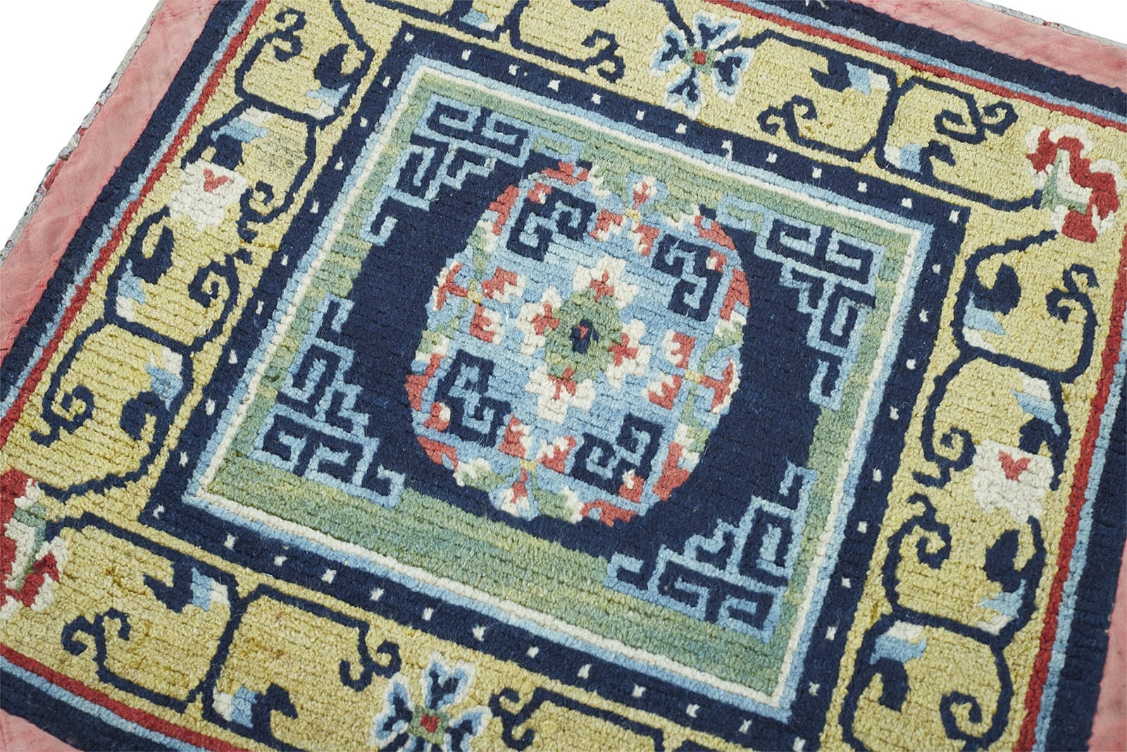 ANTIQUE TIBETAN SITTING RUG 2' 6" x 2' 5" 19th C Rug Detail 4