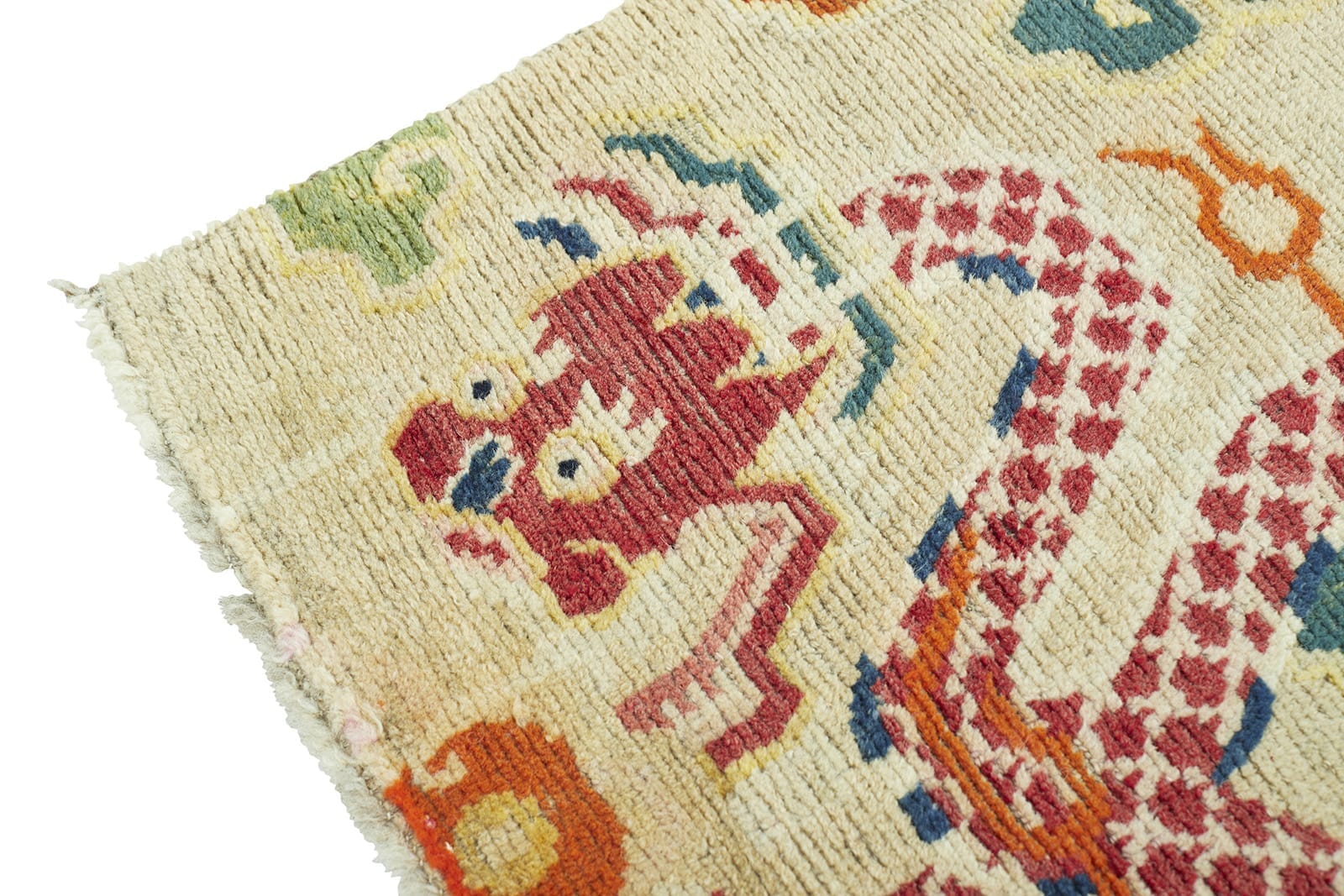 ANTIQUE TIBETAN SITTING RUG 1' 10" x 2' 5" 19 C Rug Detail 2