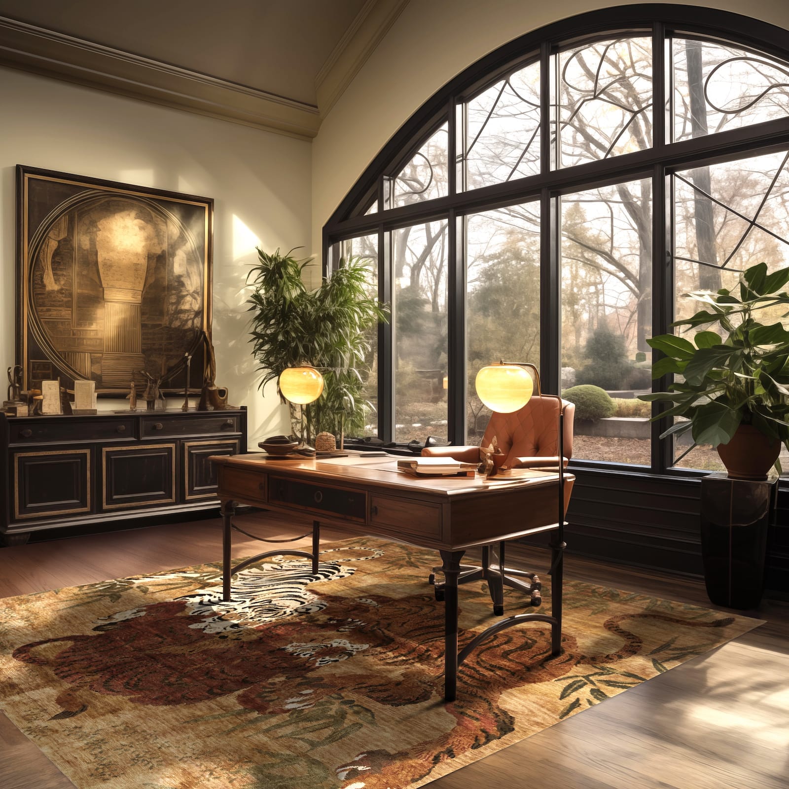 Tiger rug in home office room-image