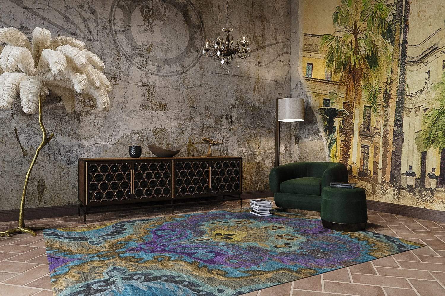 GALATEA TURQUOISE VIOLET Product Tufenkian Artisan Carpets Lifestyle room-image