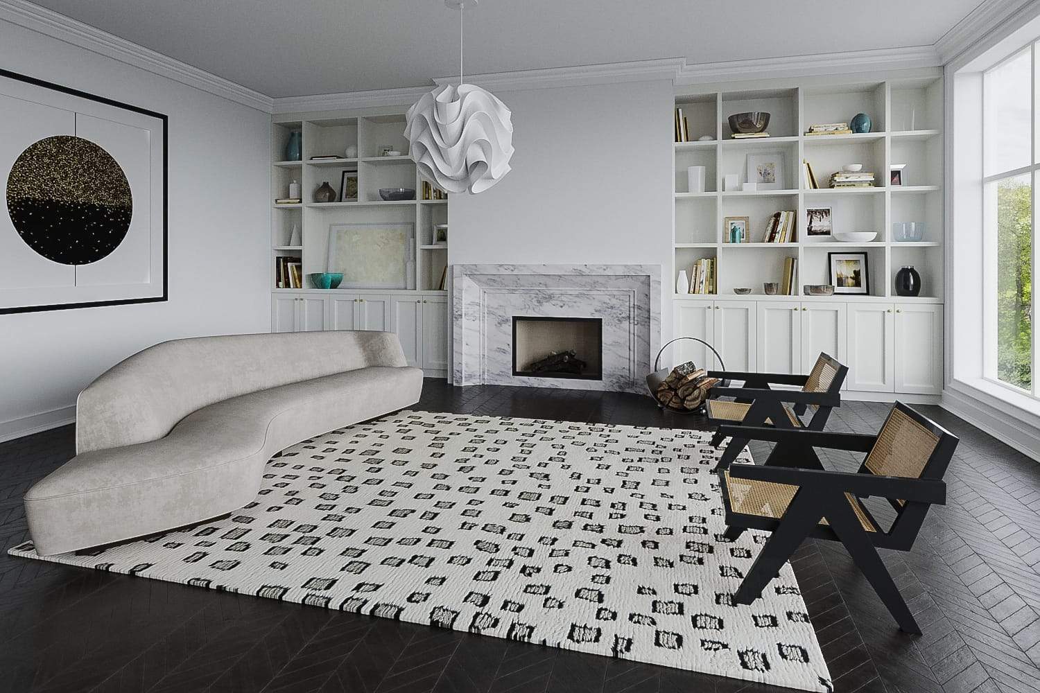 HIGASHI WHITE BLACK Product Tufenkian Artisan Carpets Lifestyle room-image