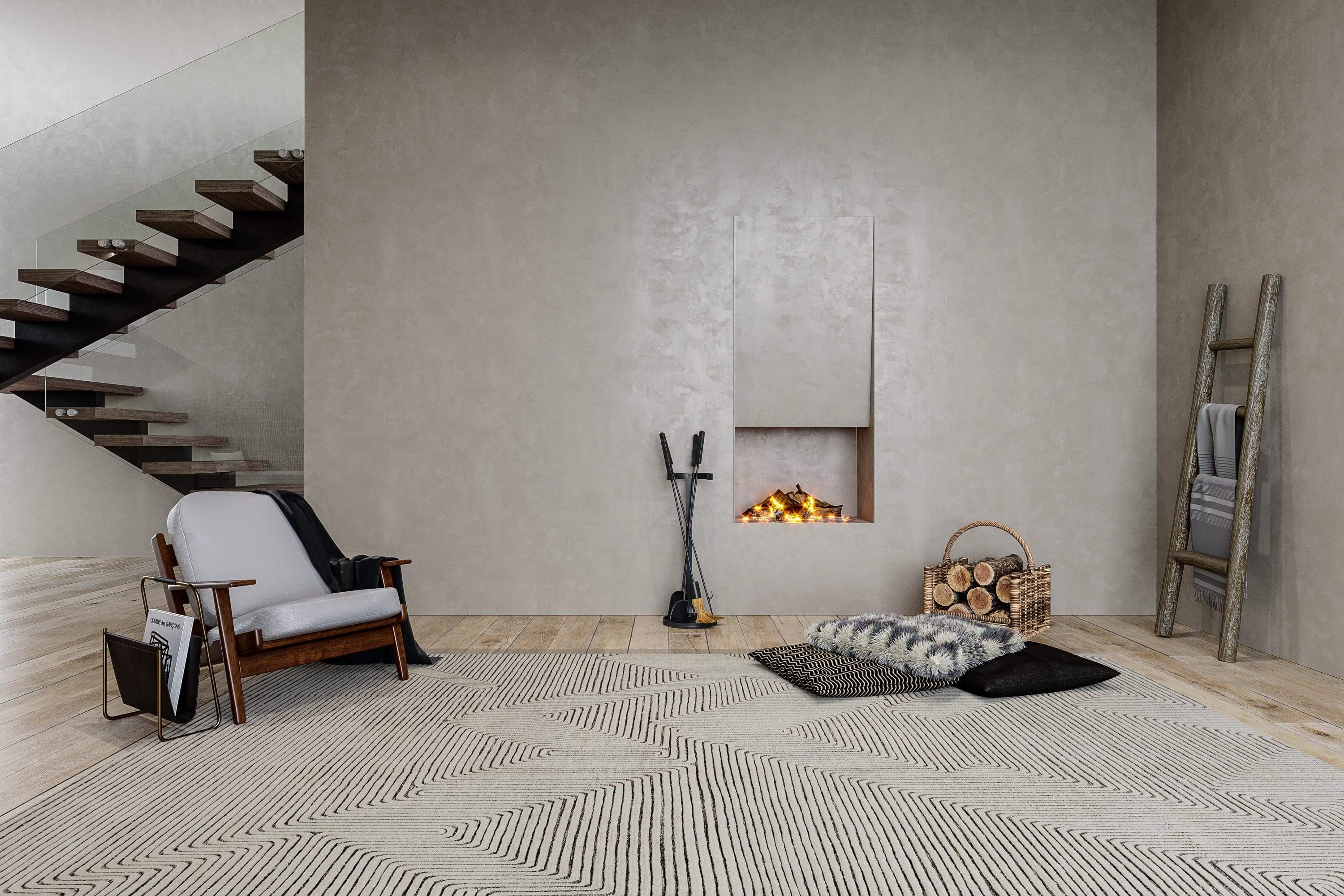 PLATEAU III IVORY CHARCOAL Products Tufenkian Artisan Carpets Lifestyle room-image