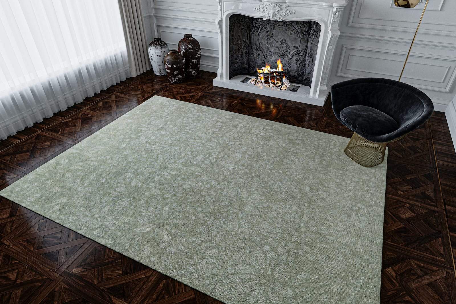 SECRET GARDEN SILVER LEAF PUTTY Product Tufenkian Artisan Carpets Lifestyle room-image