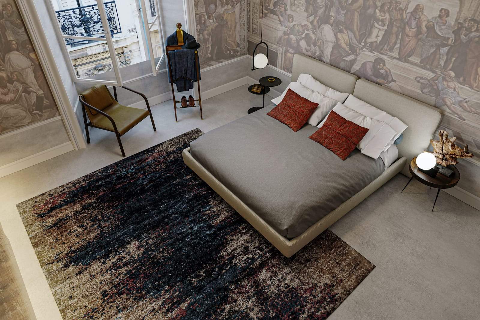 Lifestyle shot of Sierra Blue, a hand knotted rug designed by Tufenkian Artisan Carpets. room-image