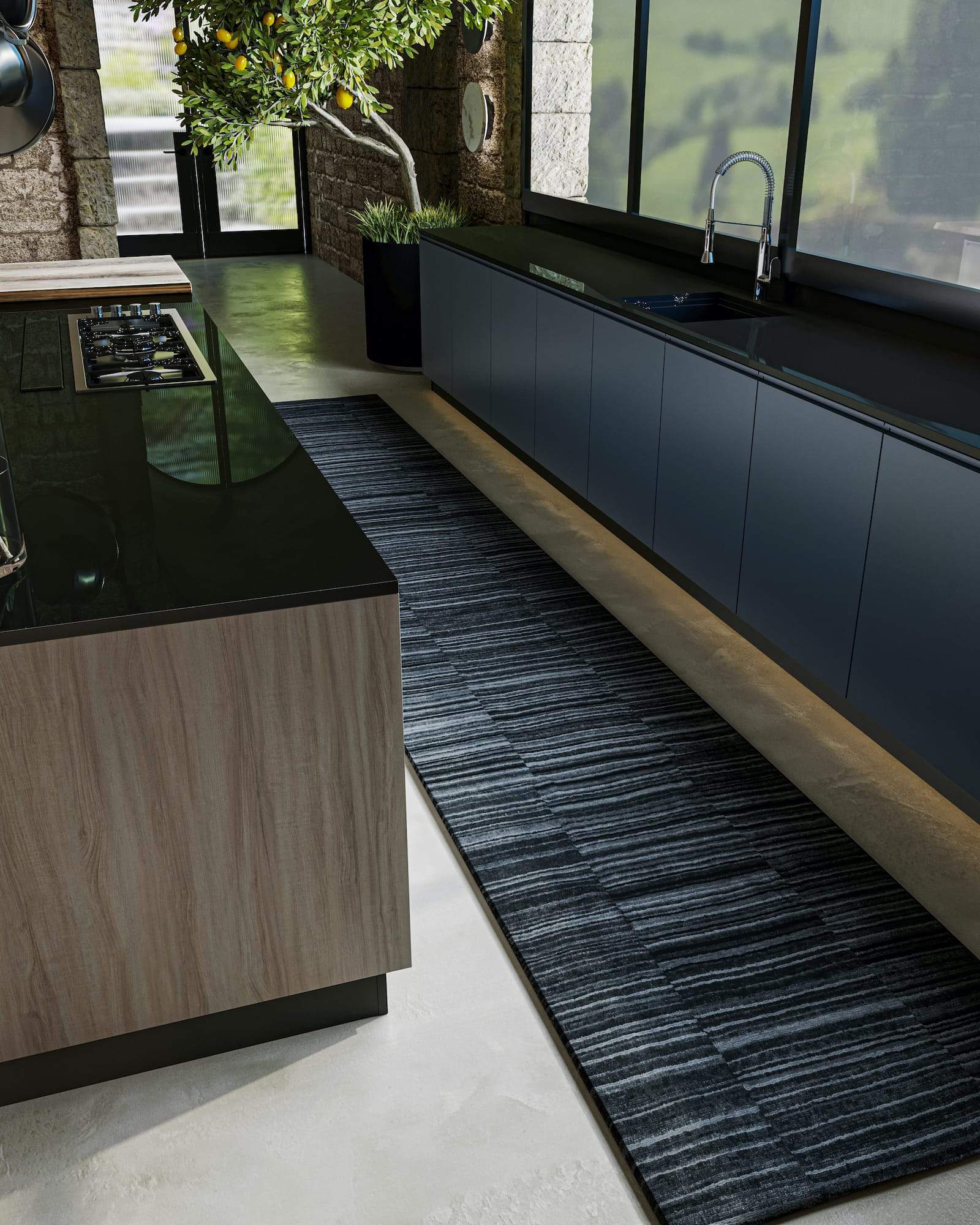 Lifestyle shot of Spectrum II Charcoal, a hand knotted rug designed by Tufenkian Artisan Carpets. room-image