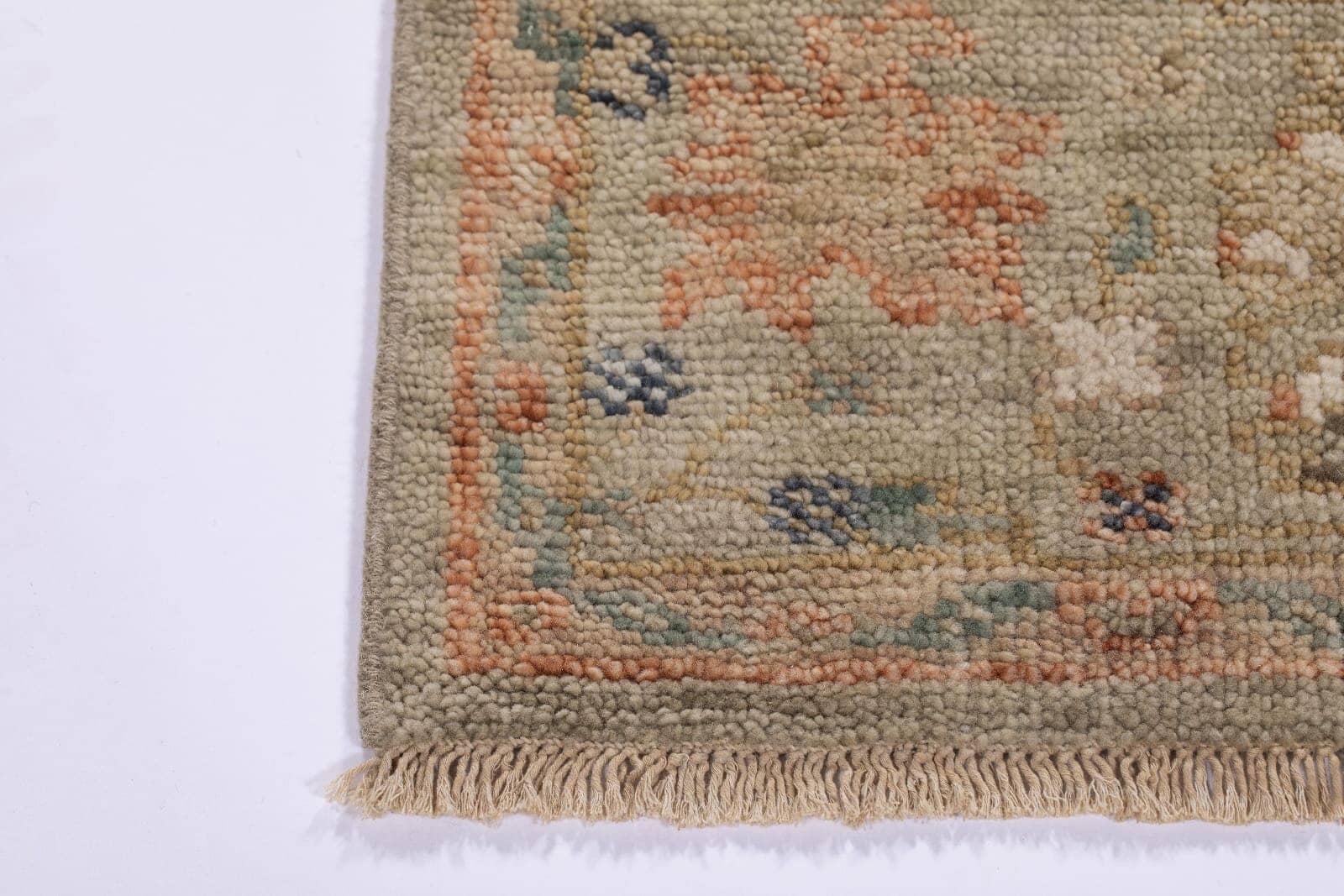 detail image of Van Light Sage hand knotted area rug