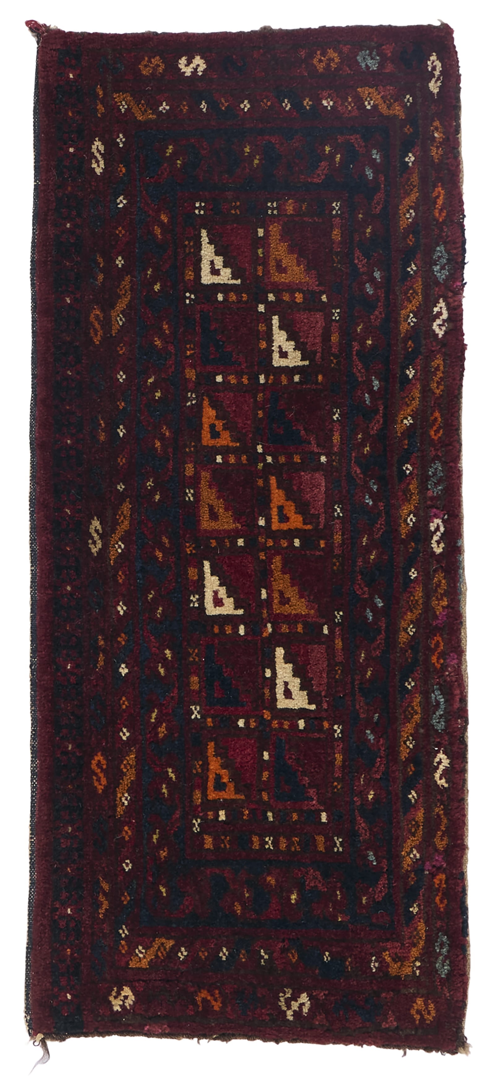 ANTIQUE AFGHANI BAG FACE W/SILK 2' 0" x 2' 9"