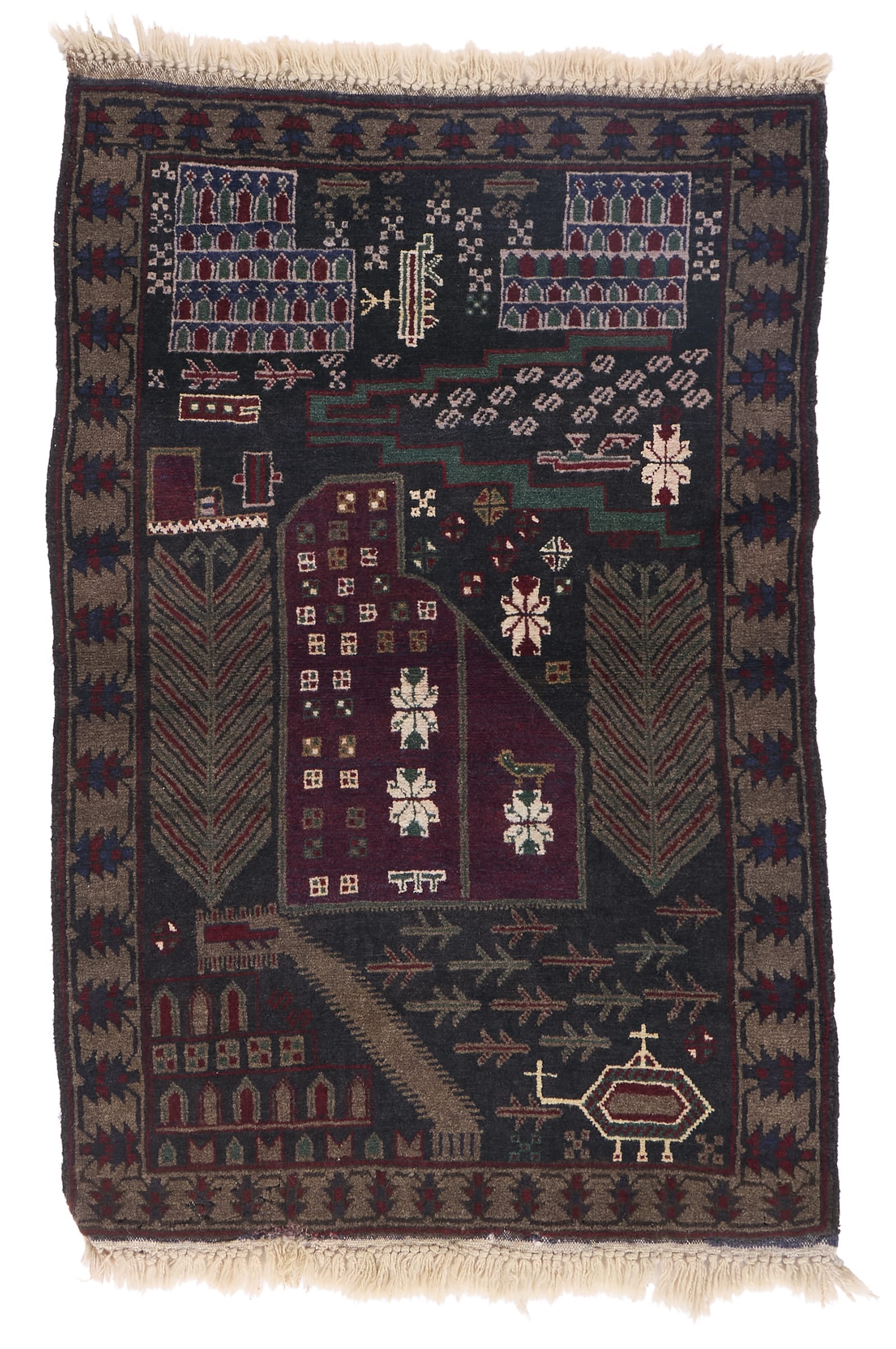 ANTIQUE AFGHANI WAR RUG 2' 9" x 4' 7"