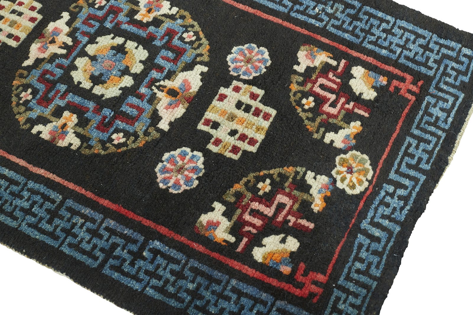 ANTIQUE TIBETAN KHADEN 1' 9" x 2' 9" 19th C Rug Detail 2