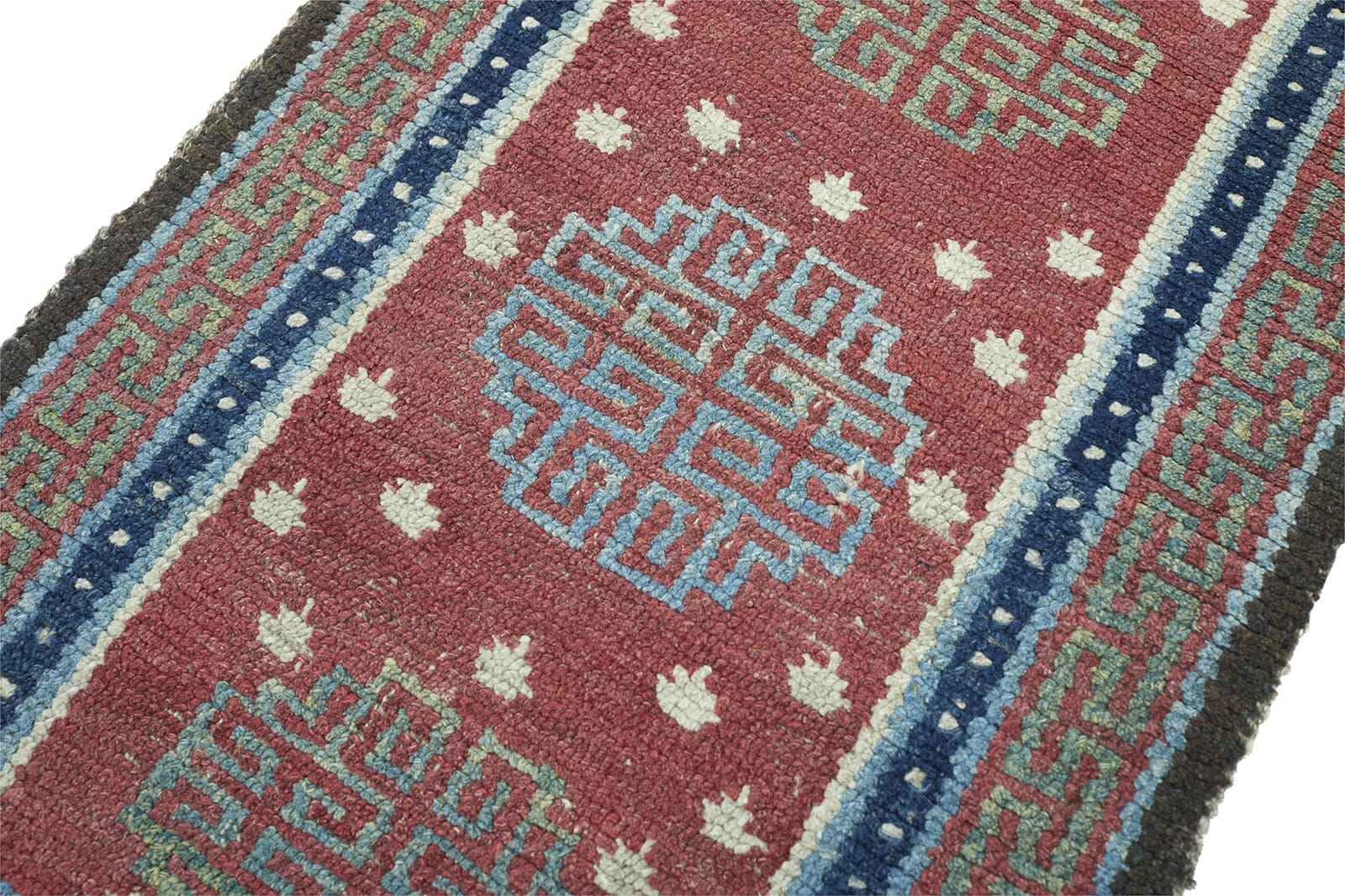 ANTIQUE TIBETAN RUNNER/ PRAYER RUG 1' 10" x 7' 2" 19th C Rug Detail 3