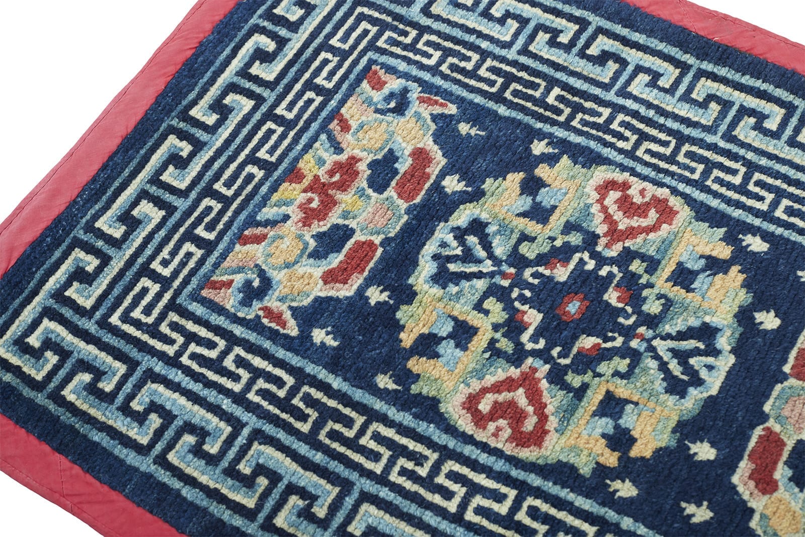 ANTIQUE TIBETAN SADDLE RUG 2' 1" x 2' 10" 19th C Rug Detail 2