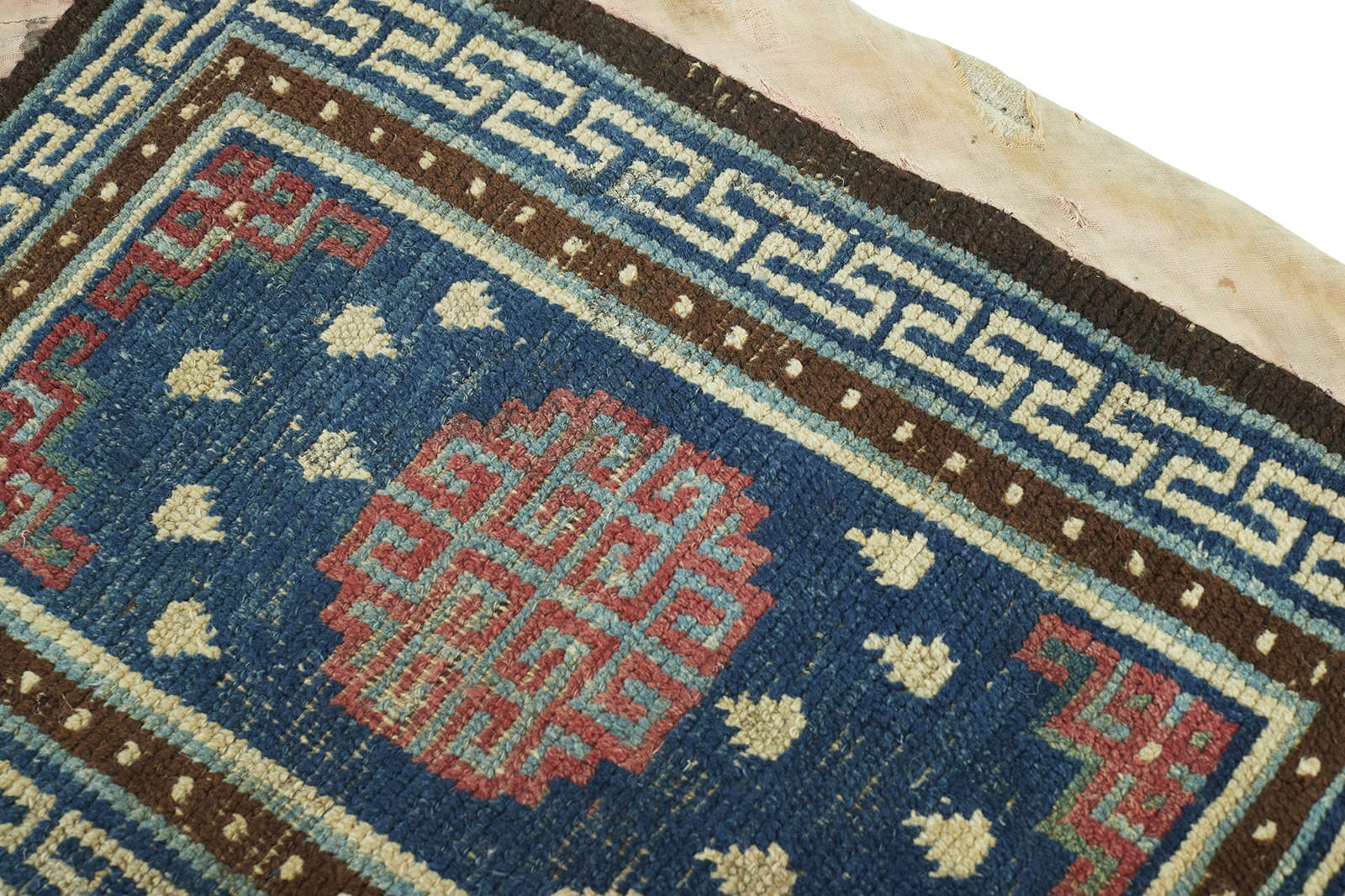 ANTIQUE TIBETAN SITTING RUG 2' 2" x 2' 10" 19th C Rug Detail 2