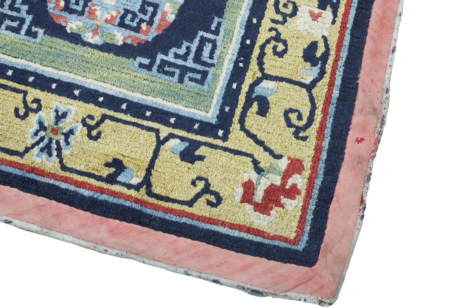ANTIQUE TIBETAN SITTING RUG 2' 6" x 2' 5" 19th C Rug Detail 1