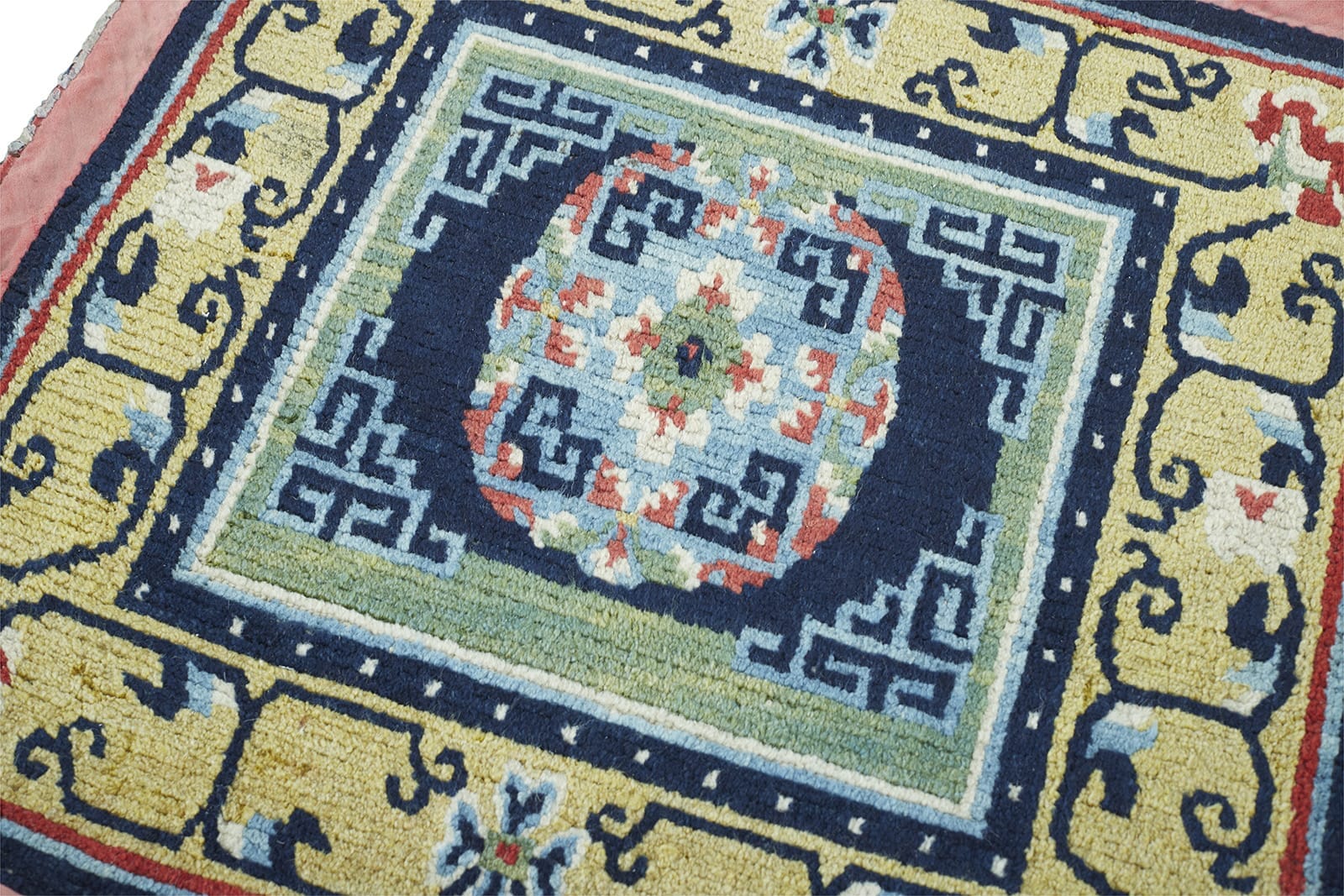 ANTIQUE TIBETAN SITTING RUG 2' 6" x 2' 5" 19th C Rug Detail 2