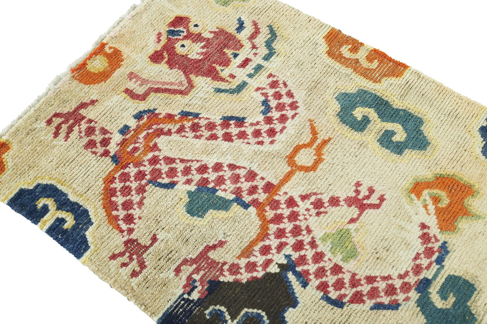 ANTIQUE TIBETAN SITTING RUG 1' 10" x 2' 5" 19 C Rug Detail 1