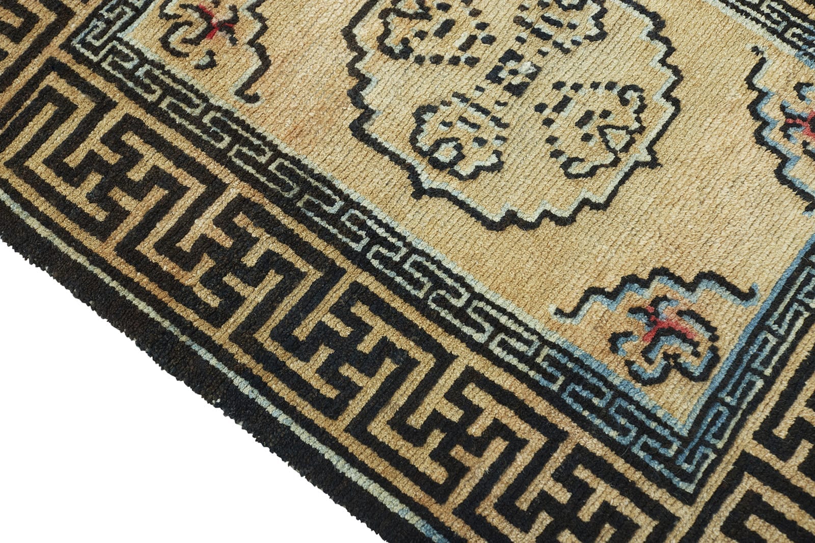 ANTIQUE TIBETAN SITTING RUG 2' 0" x 2' 9" 19th C Rug Detail 1