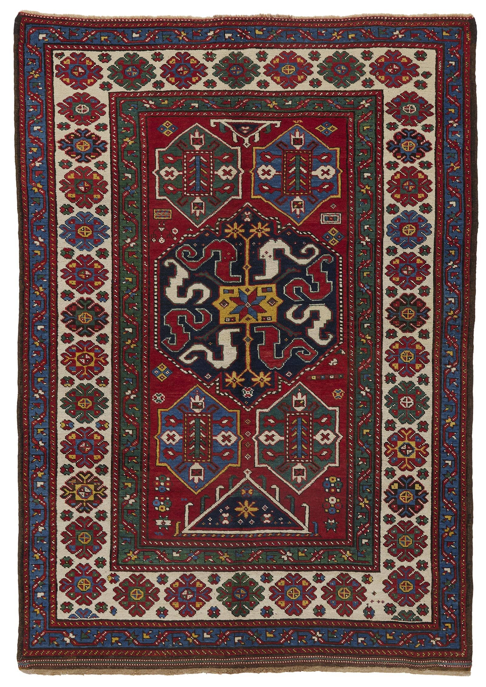 CLOUD BAND KAZAK (CHONDERESK) CAUCASIAN ANTIQUE C. 1880 5' 1" X 7' 2"