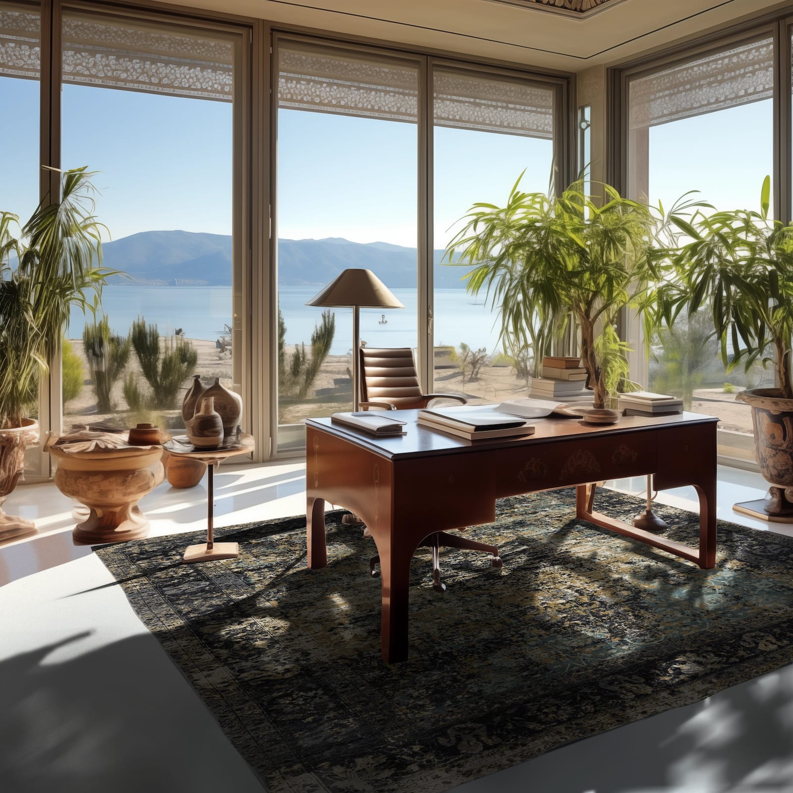 Mira Charcoal Turquoise rug room-image