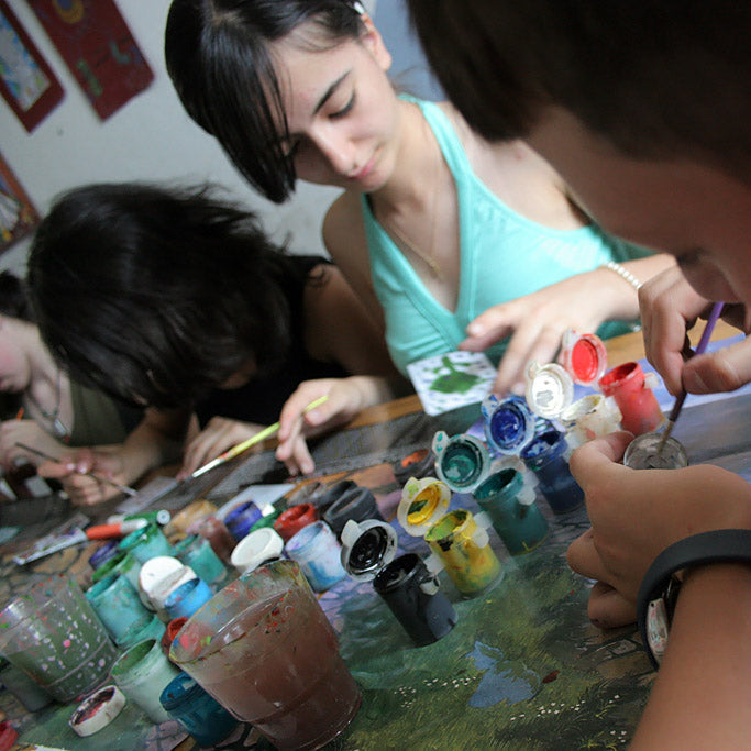 Children painting.