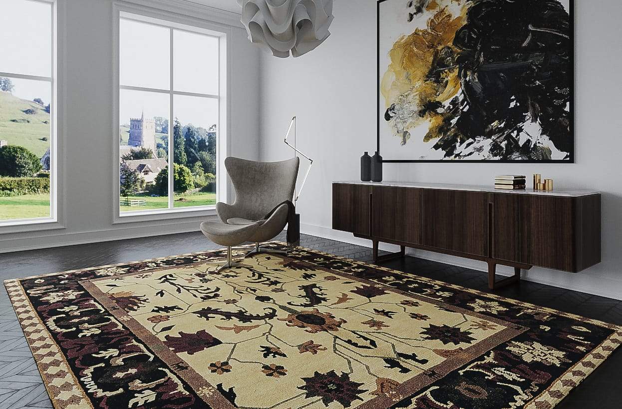 FLORAL HERIZ CORNSILK Product Tufenkian Artisan Carpets Lifestyle room-image