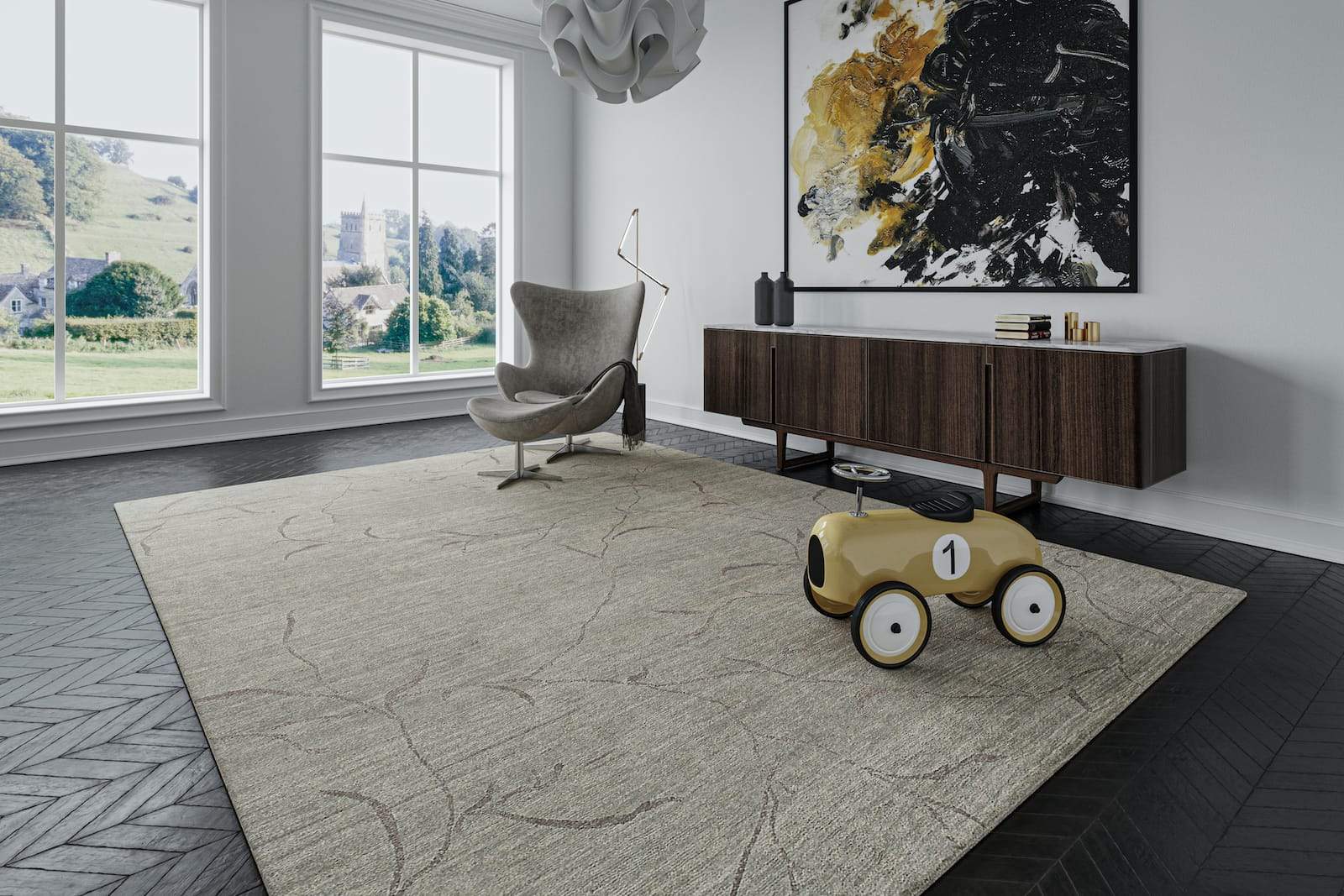 ICEPLUM ASH Lifestyle room-image Tufenkian Artisan Carpets 