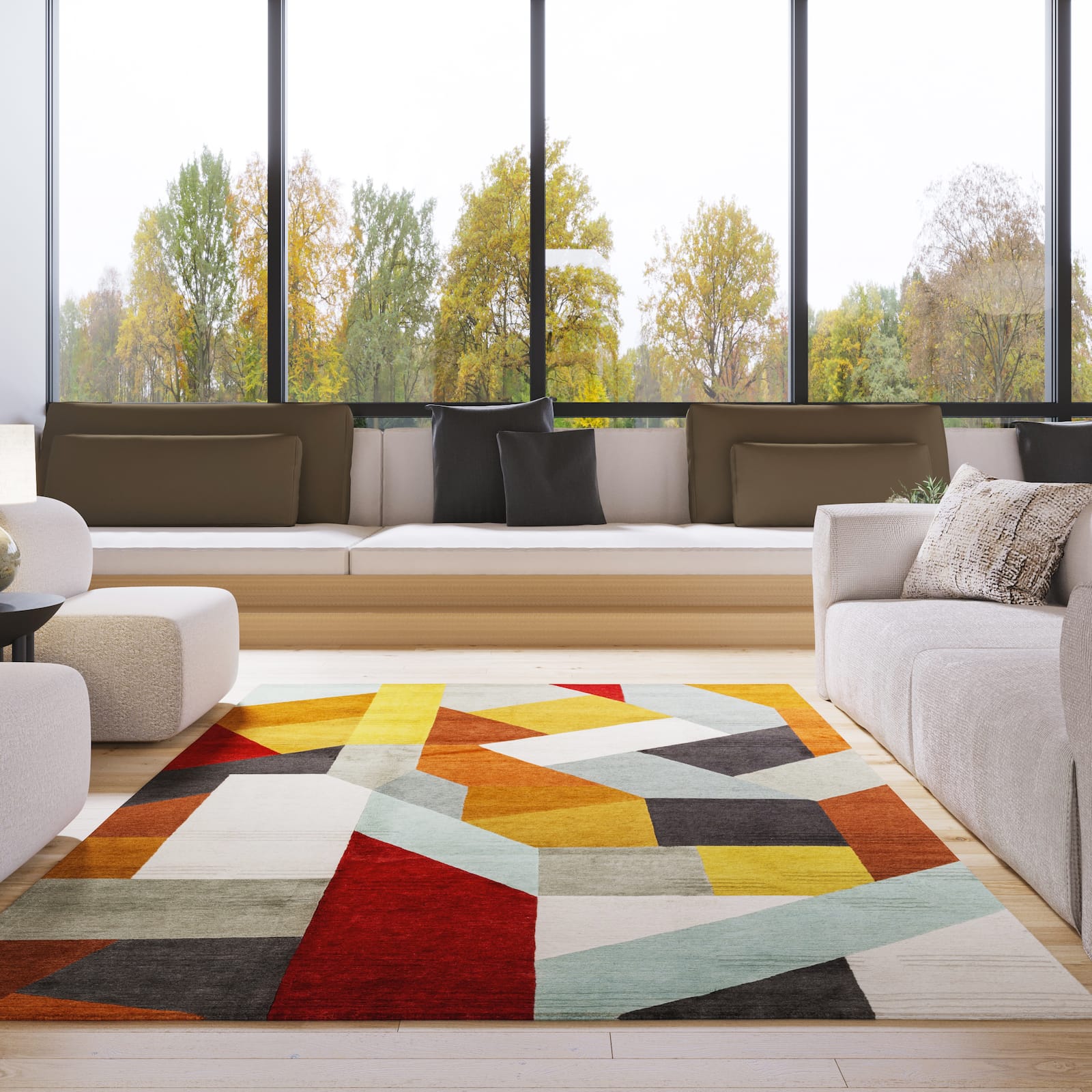 Kaleidoscope Red installation in a contemporary home room-image