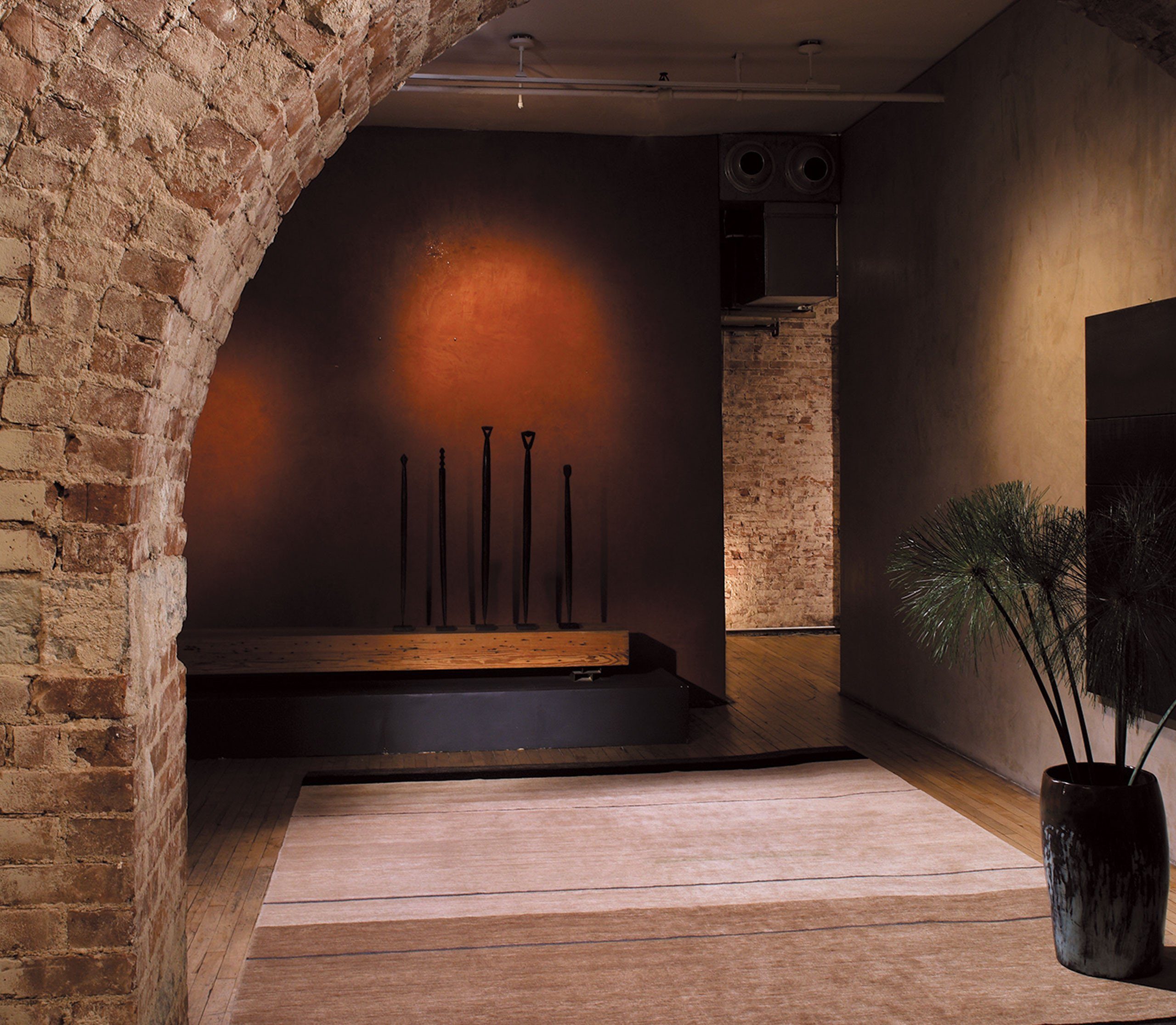 LOOP STRIPE HONEY SUEDE Lifestyle room-image Tufenkian Artisan Carpets 