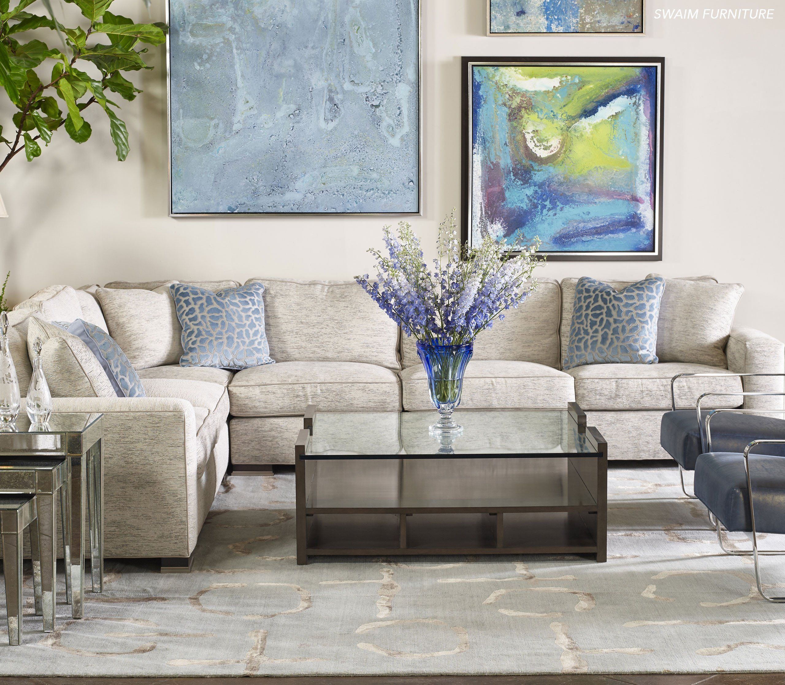 MERCURIO PEWTER LAKE Lifestyle room-image Tufenkian Artisan Carpets 