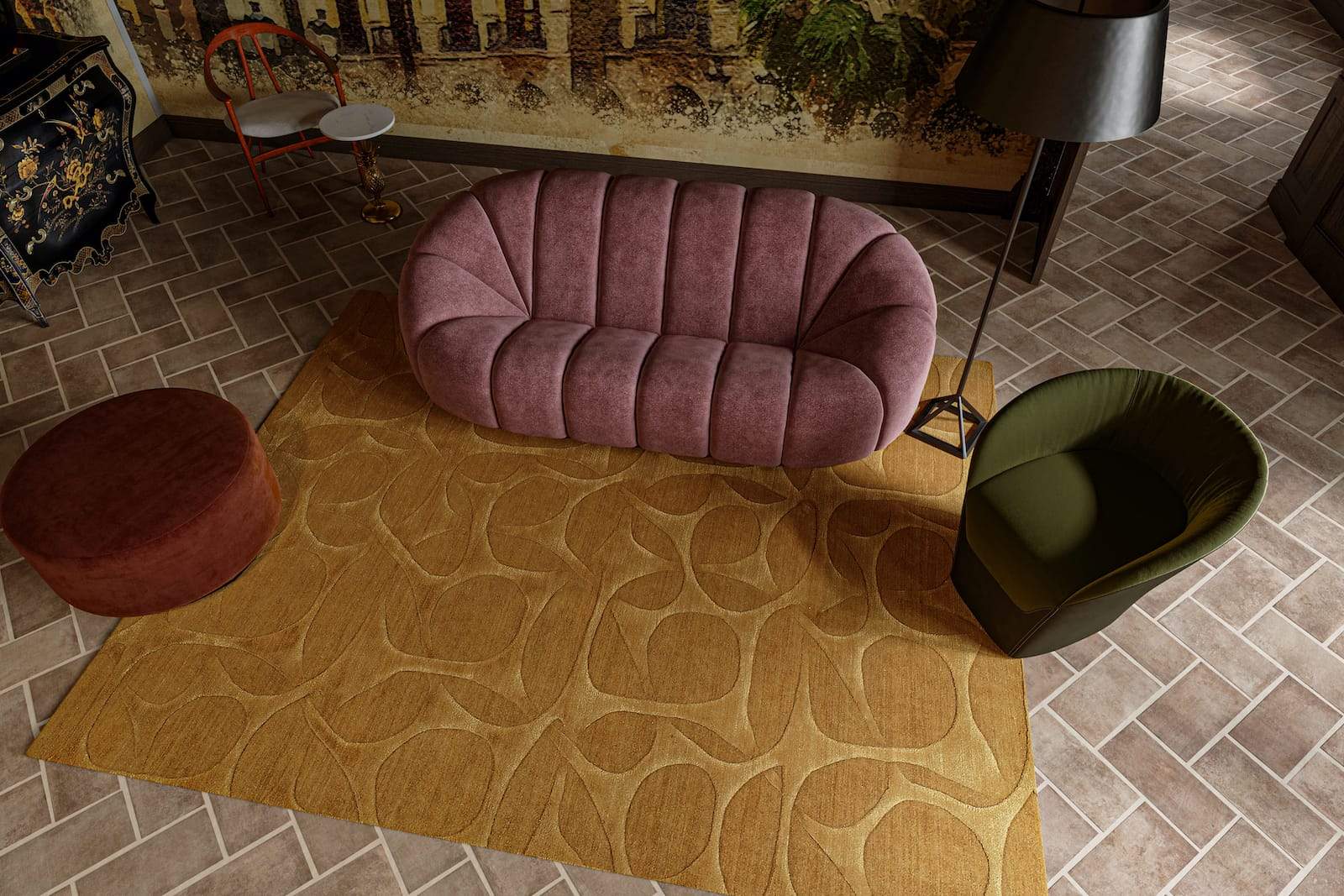 MOLECULAR LOOP OOLONG SHEARED Product Tufenkian Artisan Carpets Lifestyle room-image