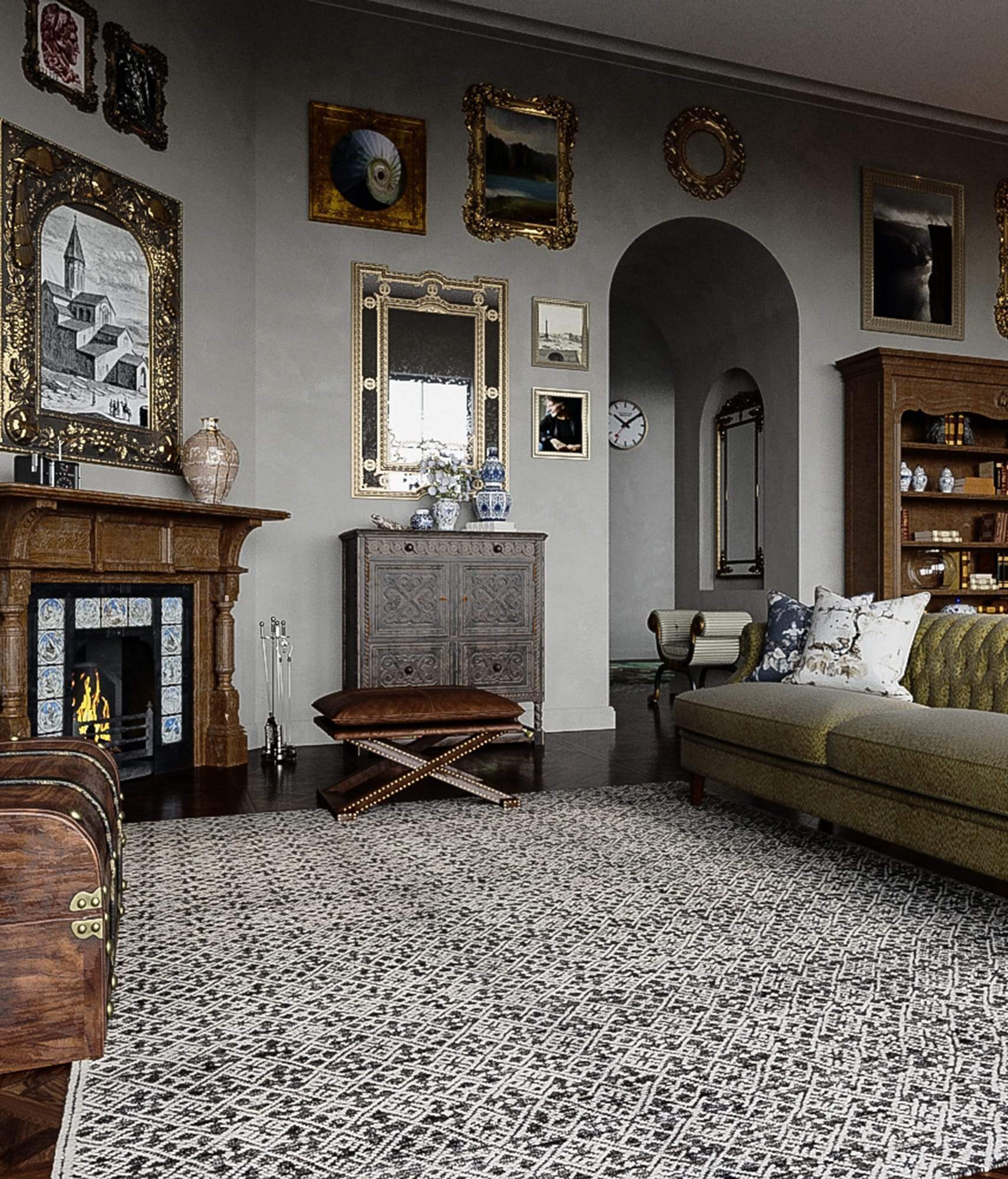 NAXOS IVORY CHARCOAL Products Tufenkian Artisan Carpets Lifestyle room-image