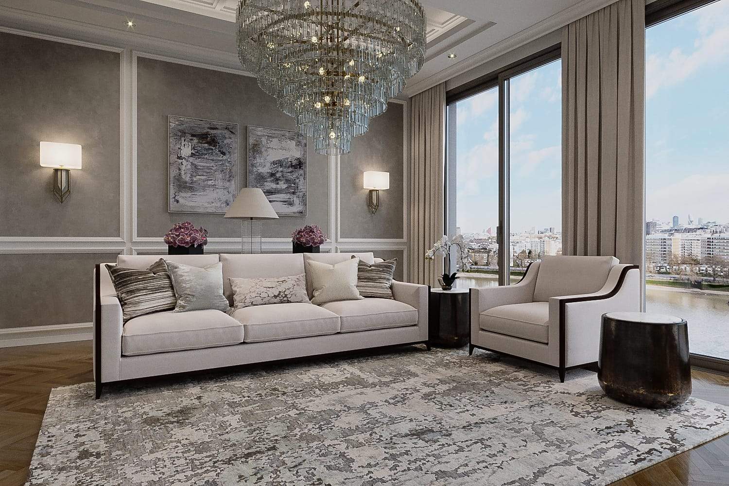 SGRAFFITO PEWTER Product Tufenkian Artisan Carpets Lifestyle room-image